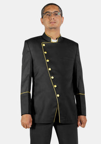 Priests Double Breasted Jacket Black Gold
