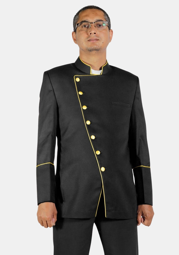 Priests Double Breasted Jacket Black Gold