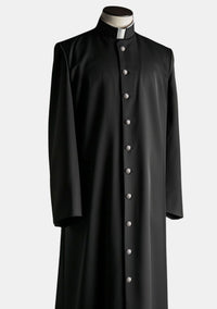 Metal Buttons Clergy Robe for Men Black