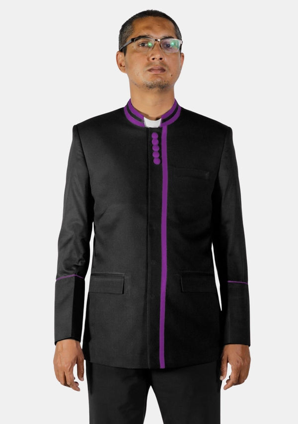 Lord Peace Clergy Traditional Jacket Black and Purple