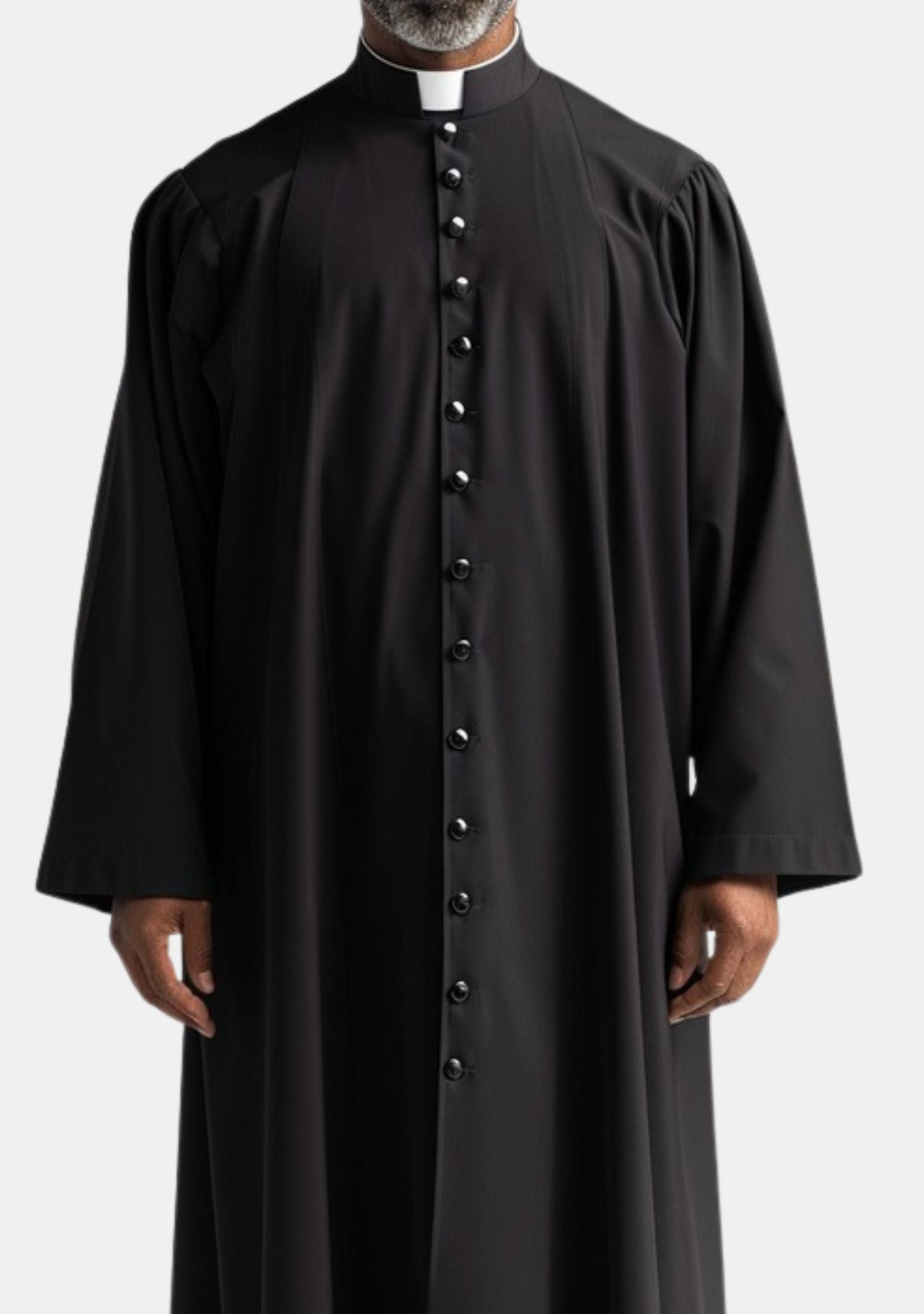 Our Modern Black Ministers Robe With Silver Buttons – eClergys