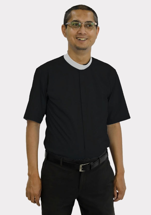 Short Sleeve  Neckband Clergy Shirt for Men