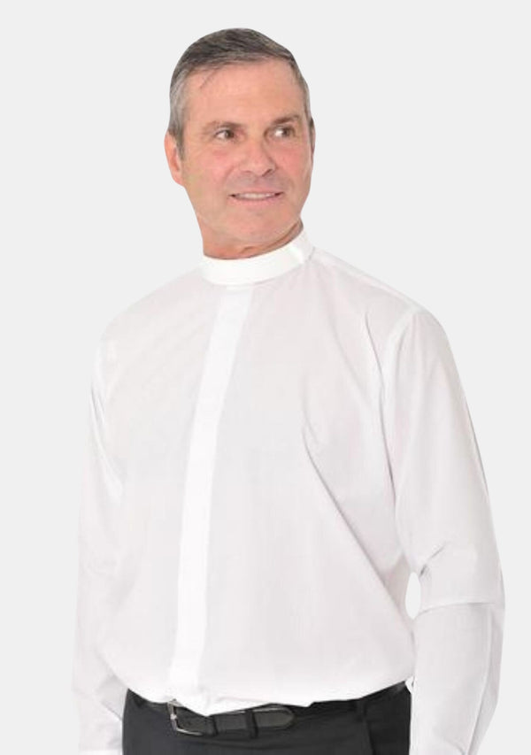 Long Sleeve Neckband White Clergy Shirt for Men