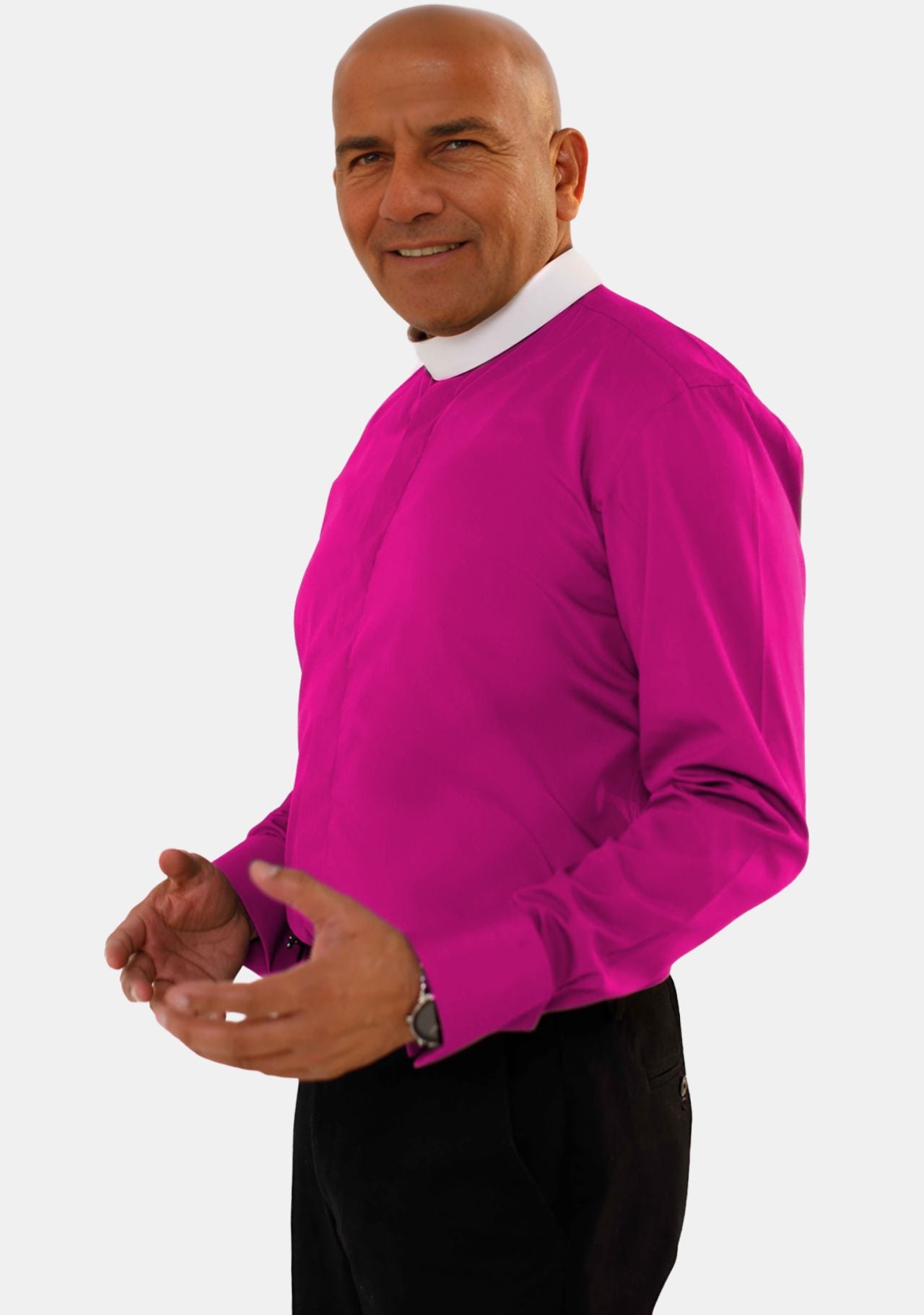 Neckband Collar Long Sleeve Red Purple Shirt for Bishops – eClergys