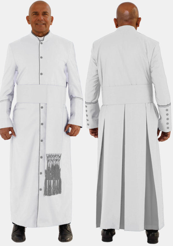 Neriah Clergy Robe White with Gray