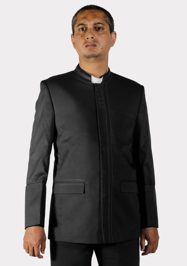 Black Preaching Modern Button Jacket