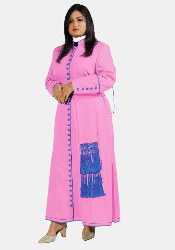 Priscilla Pink Cassock with Royal Blue