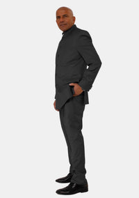 Redeemed Banded Collar Mens Clergy Suit Black