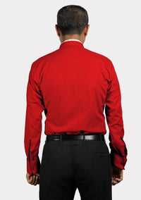 Red Cardinals Roman Collar Shirt