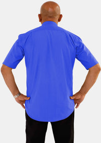 Royal Blue Short Sleeve Tab Collar Clergy Shirt for Men