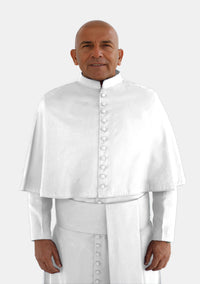 Saint Cassock for Men White with Shoulder Cape