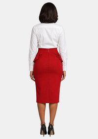 Seraphina Ruffle Pencil Red Clergy Skirt