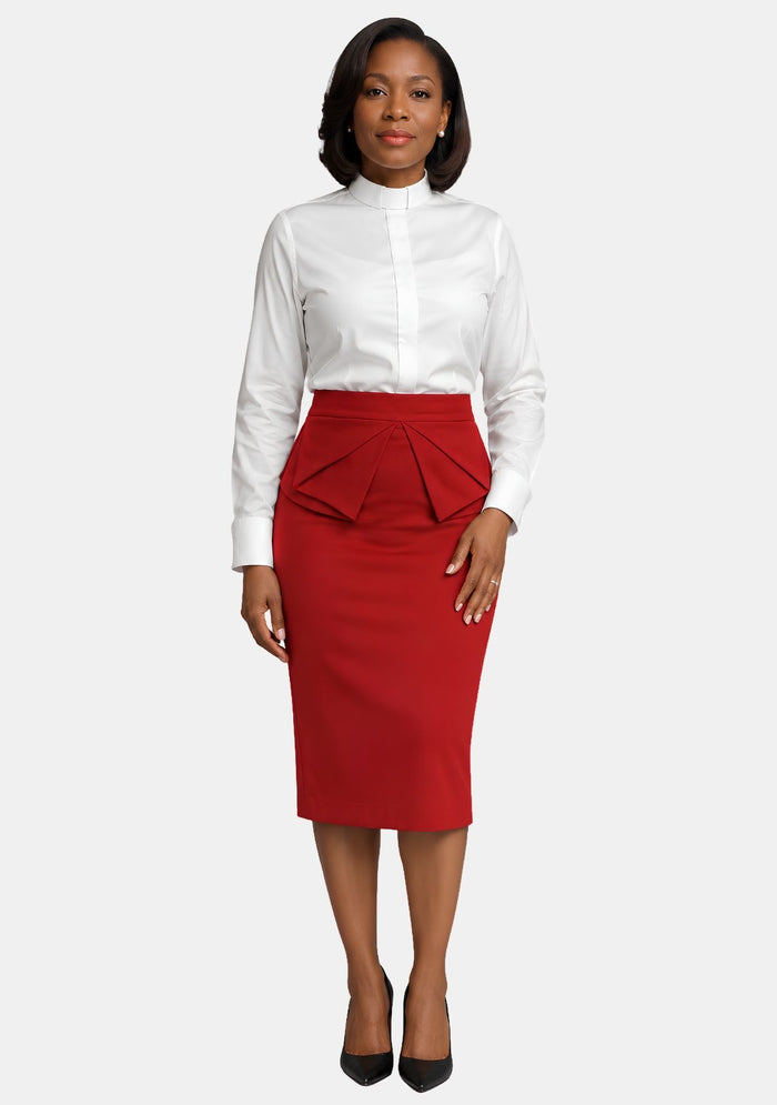 Seraphina Ruffle Pencil Red Clergy Skirt