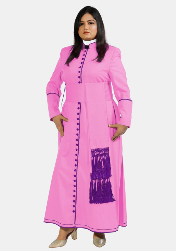 Servant Leader Cassock in Pink with Roman Purple