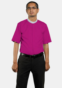 Red Purple Neckband Clergy Shirt