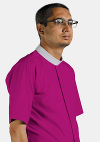 Red Purple Neckband Clergy Shirt