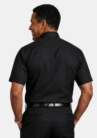 Short Sleeve Tab Collar Black Clergy Shirt