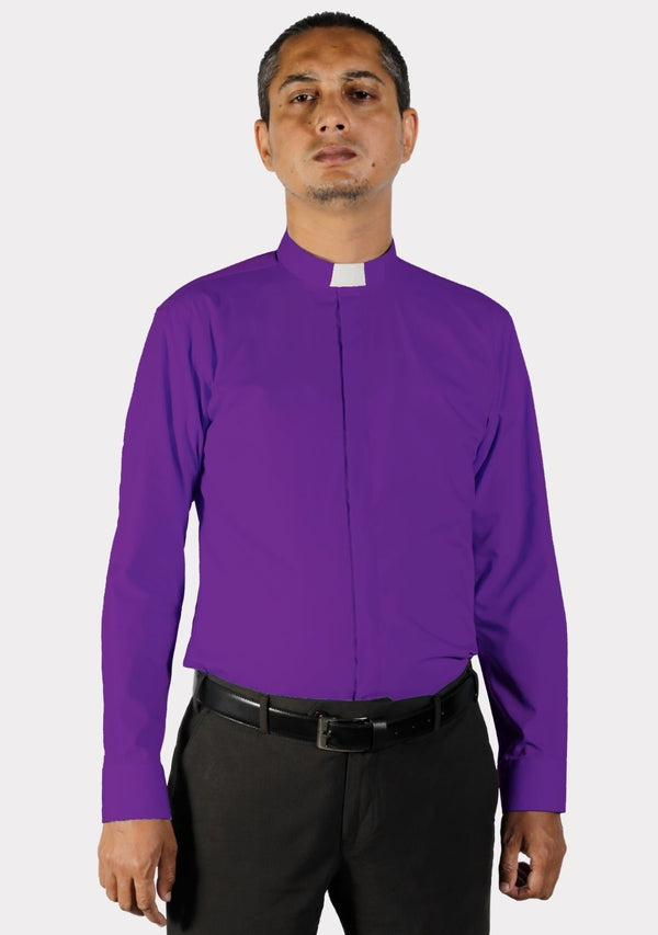 Long Sleeve Tab Collar Clergy Shirt for Men