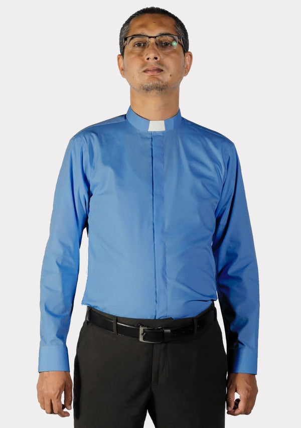 Tab Collar Royal Blue Clergy Shirt for Men