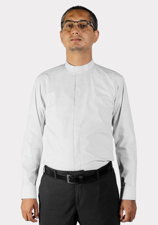 Tab Collar White Clergy Shirt Long Sleeve for Men