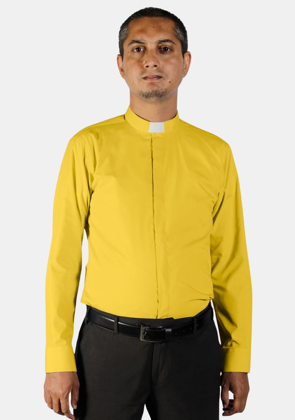 Tab Collar Clergy Shirt Full Sleeve Gold for Men