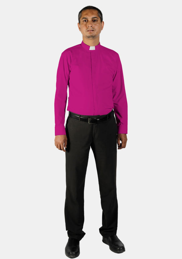Red Purple Tab Collar Shirt