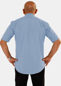 Tab Collar Short Sleeve Sky Blue Clergy Shirt for Men