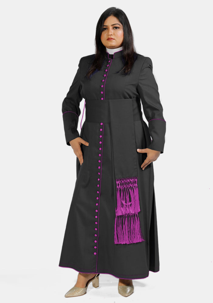 Tabitha Women Black with Red Purple Cassock