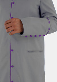 Gray with Roman Purple eClergys Men Robe