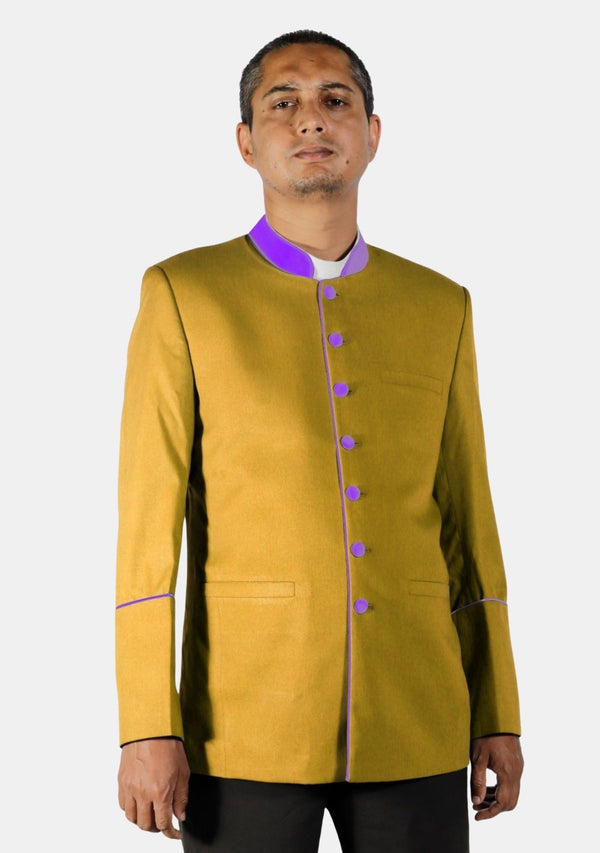 Visionary Clerical Jacket In Gold and Purple