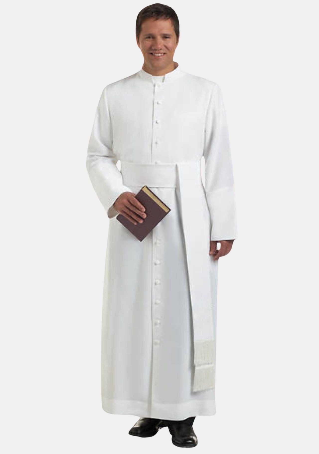 White Priest Robe With 14 Front Buttons For Men | eClergys™
