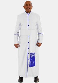 White with Royal Blue Mens eClergys Robe