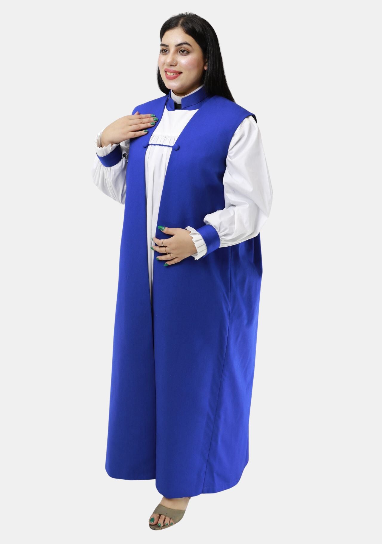 Women Royal Blue Anglican eClergy's Chimere with Soft Tailored Rochet ...