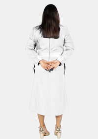Womens Clergy Dress White with Designer Buttons