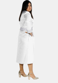 Womens Clergy Dress White with Designer Buttons