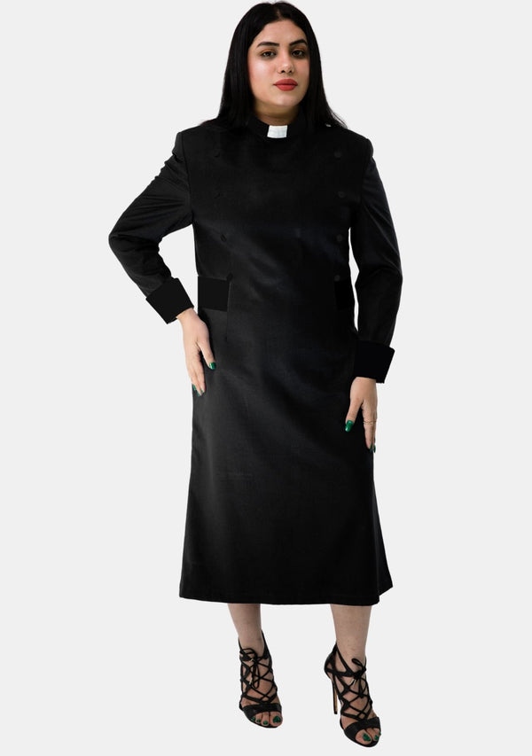 Designer Buttons Clergy Dress Black