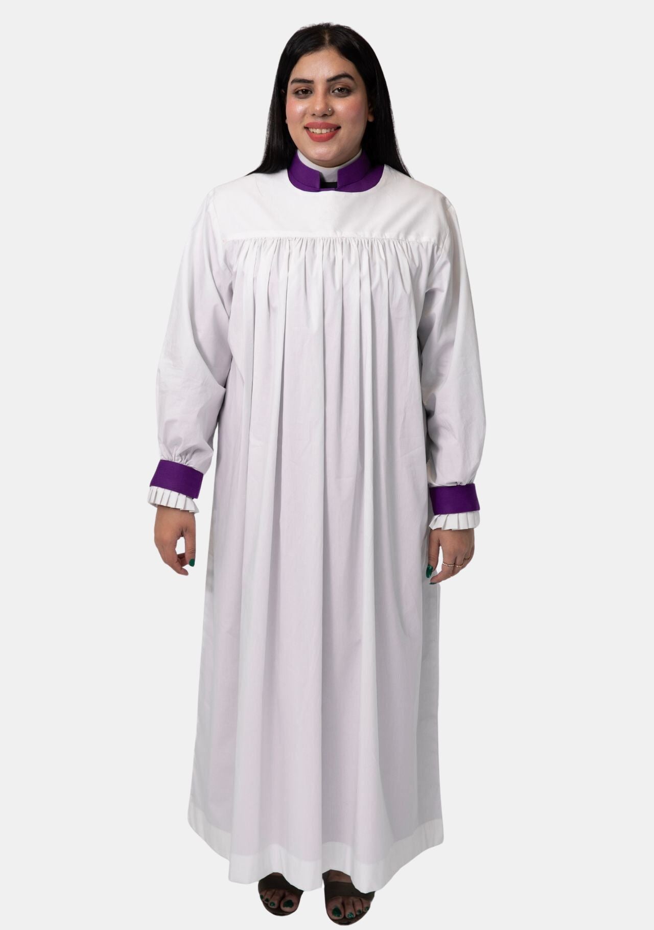 Women's Roman Purple Rochet with Ruffled Sleeve | eClergys™