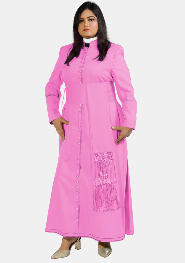 Womens Cassock Pink With 33 Buttons and Trim