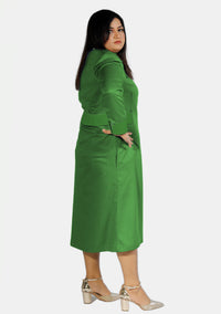 Womens Clergy Dress Green with Designer Buttons