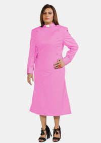 Womens Clergy Dress Pink with Designer Buttons