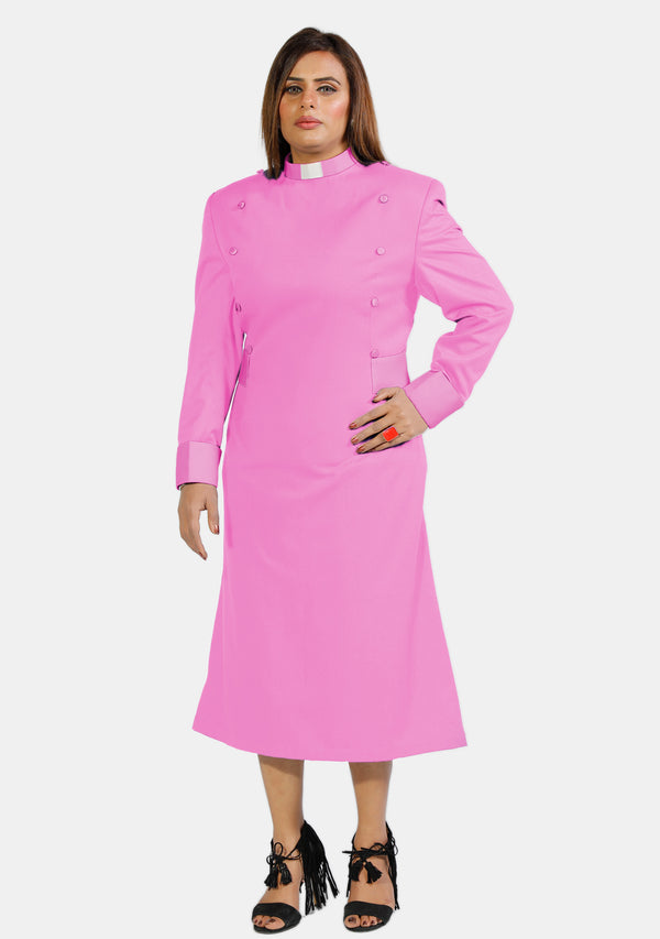 Womens Clergy Dress Pink with Designer Buttons