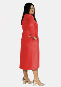 Womens Clergy Dress Red with Designer Buttons