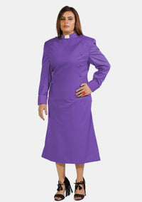Womens Clergy Dress Roman Purple with Designer Buttons
