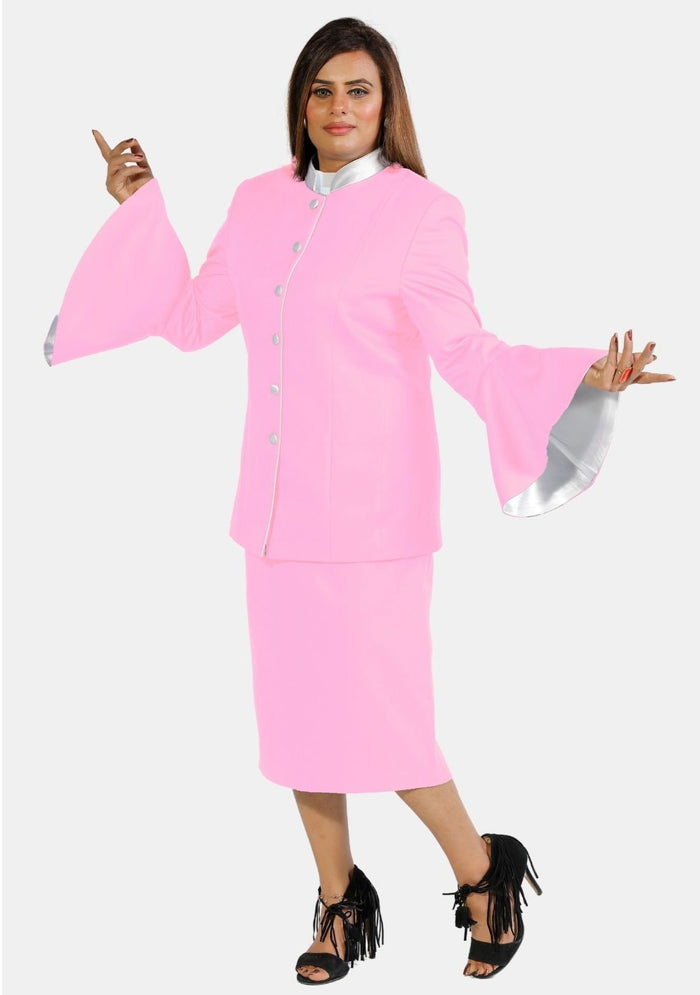 eClergy's Suit Flared Sleeve Pink White