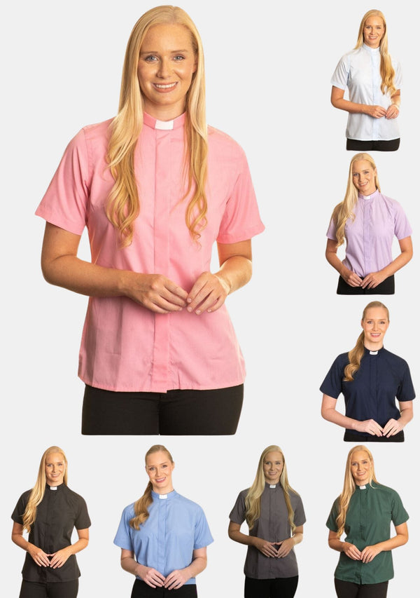 Womens Tab Collar Shirts Short Sleeve