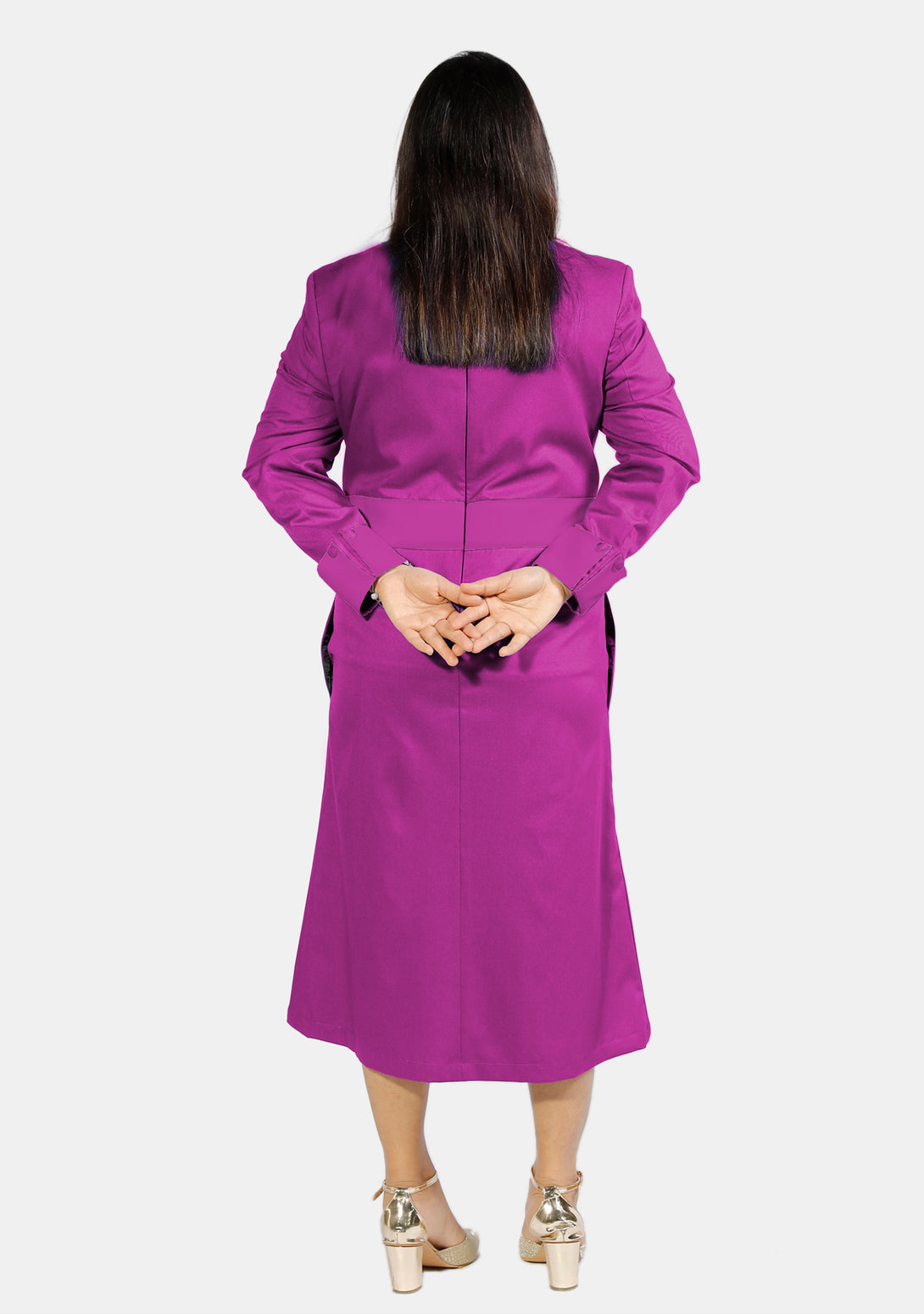 Womens Clergy Dress Red Purple with Designer Buttons