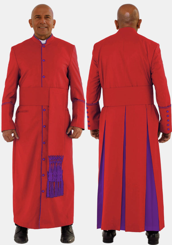 Zachary Clergy Robe Red with Roman Purple