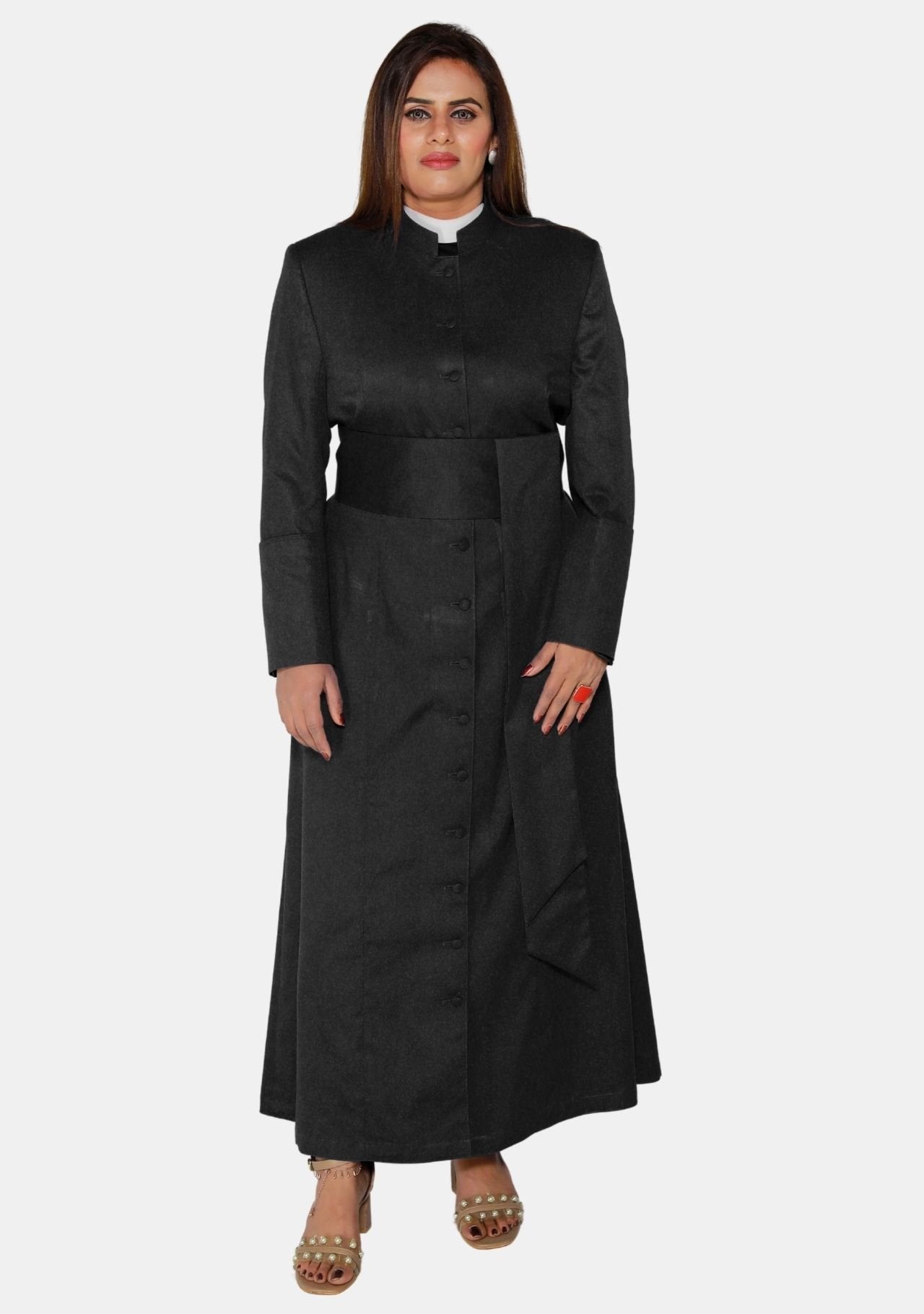 Female Clerical Black Robe with 14 Fabric Covered Buttons on Front ...