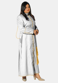 Luminous Liturgy White Cassock  For Women with Gold Trim