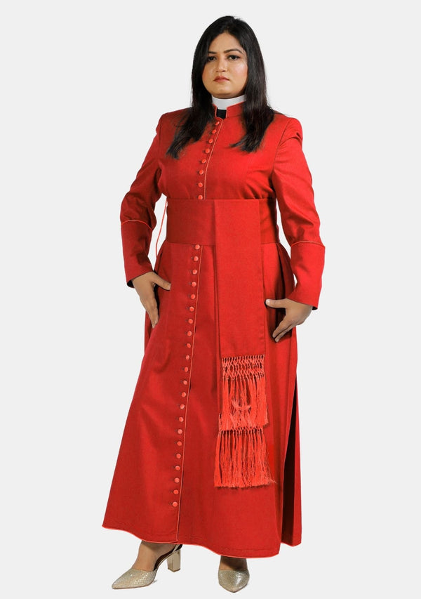Gloriously Gilded Ladies Cassock Red 33 Buttons